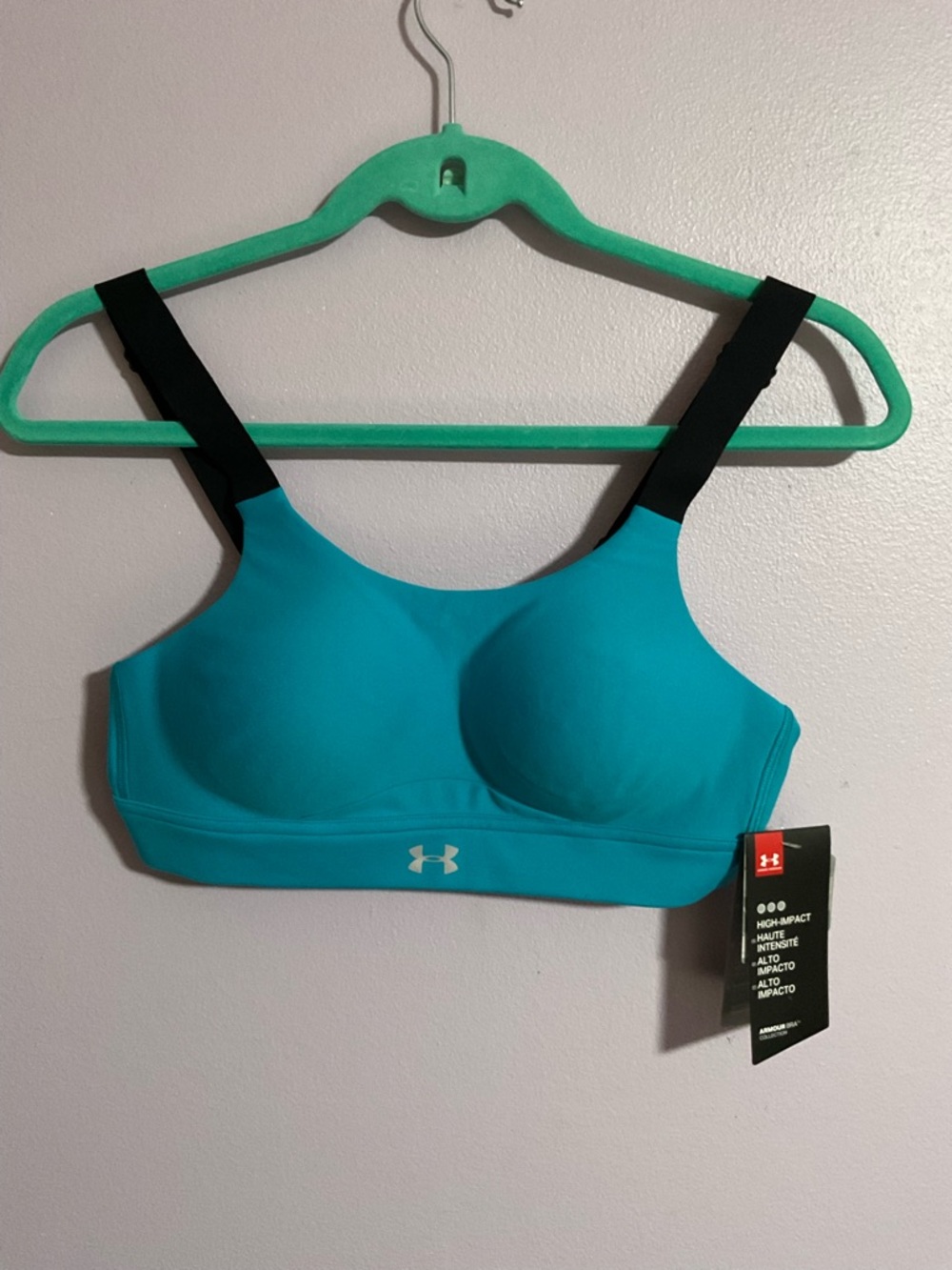 Under Armour Women’s High-Support Sports Bra - Teal with Black Straps